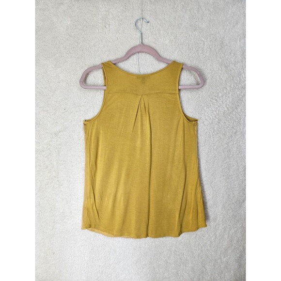 Express Women Top Small Yellow Chiffon Blend Sleeveless 1/4 Zip Tank Blouse - Picture 10 of 16
